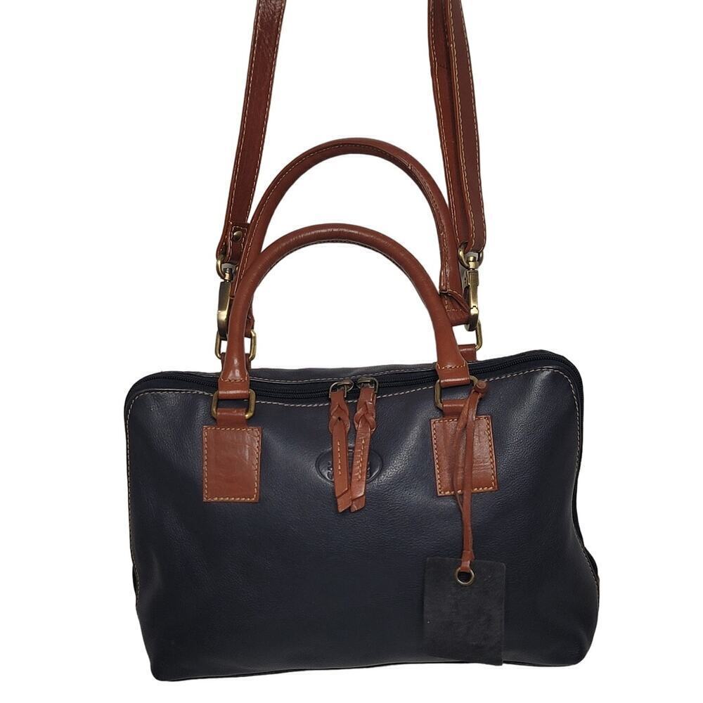 Rowallan Navy blue handbag with a removable strap.